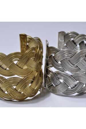ETHNIC BIJOUX D5 - 39927-1400 bracelet-double-tresse-plate-metal-