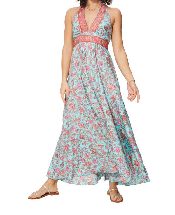 Robe longue évasée décolletée